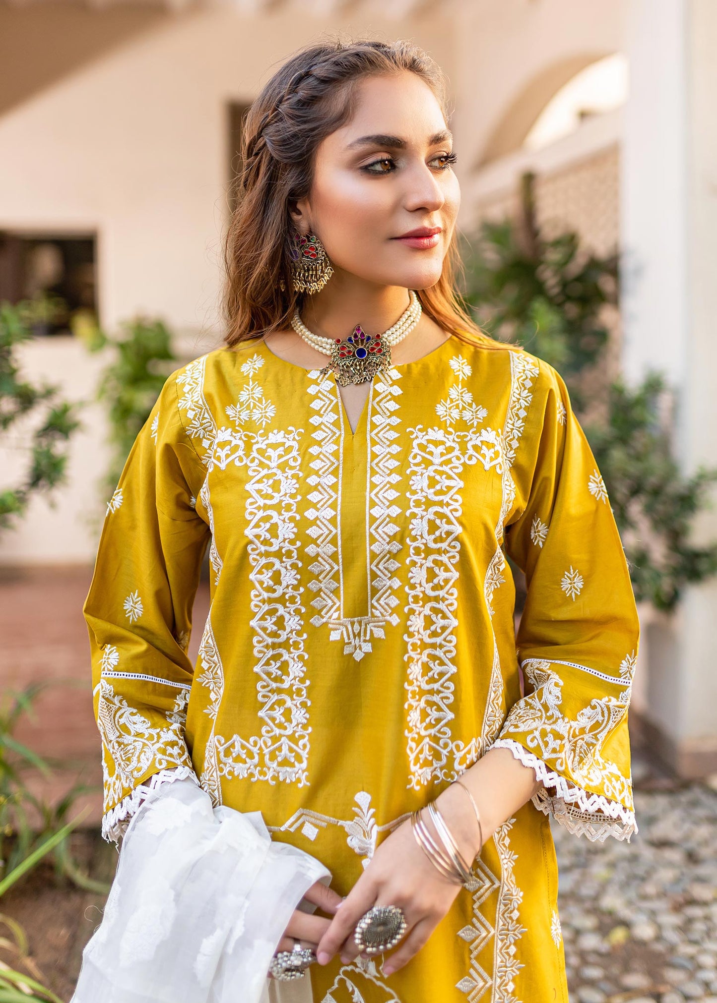 Mustard Cotton Straight Cut Kurta