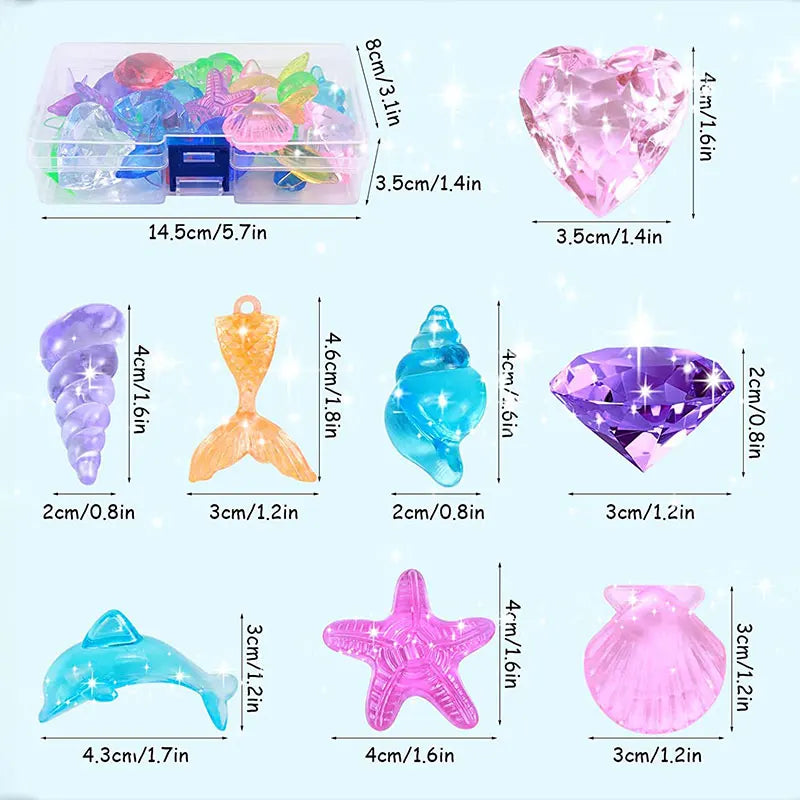 Kids Summer Pool Diving Treasure Hunt Game Ocean Treasure Acrylic Gems Underwater Water Games Pool Accessories Set Children Toys