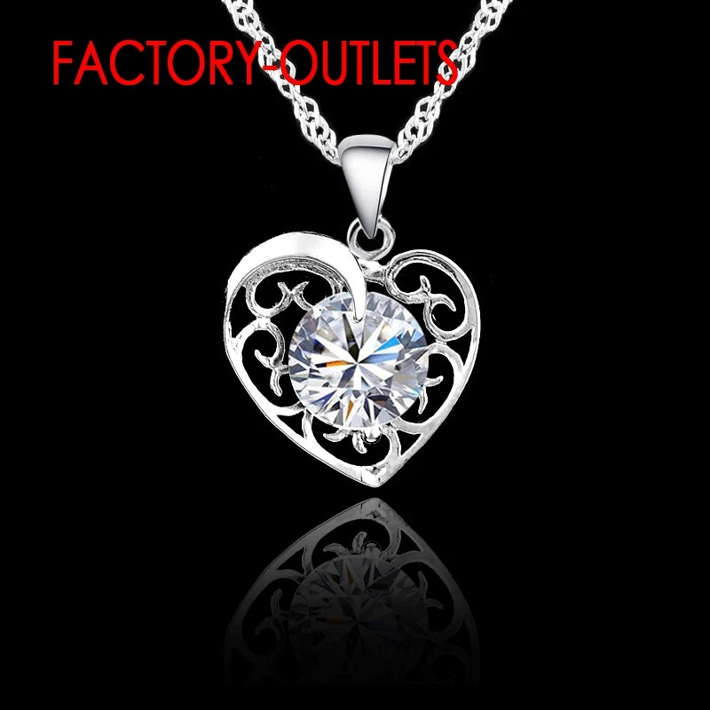 Fashion Jewelry Set 925 Sterling Silver CZ Crystal Heart Design Female Party Engagement Wholesale All Compatible