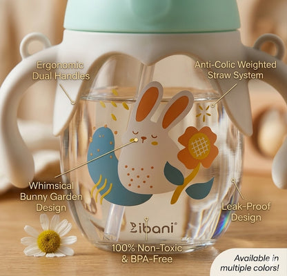 Kids Water Sipper with Bunny Design, Spill-Proof, Durable Plastic