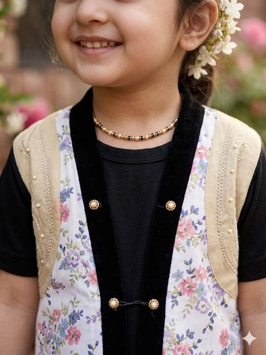 2 Pcs Girl's Summer Collection Printed Shirt And Trouser Set