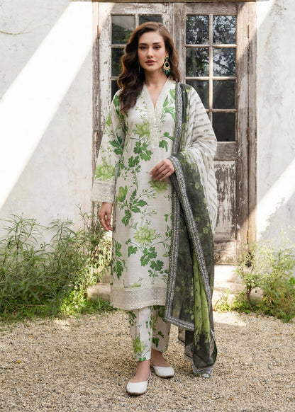 Abiha White Embroidered Lawn 3-Piece Suit