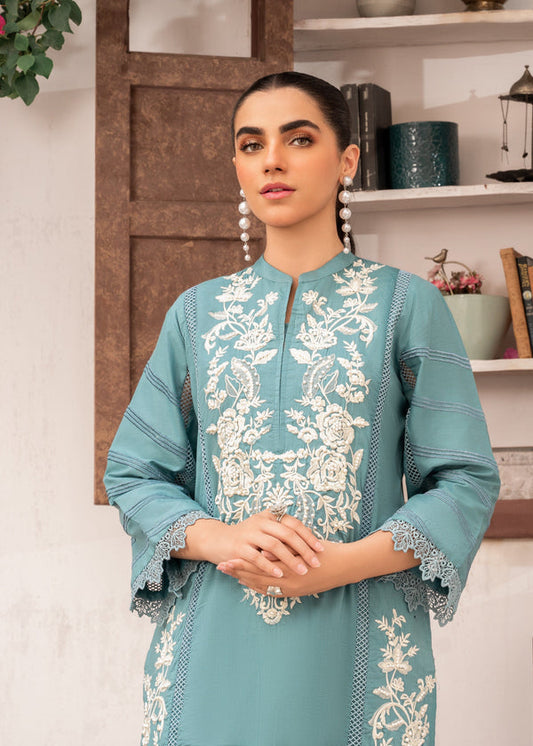 Aquamarine Embroidered  Suit