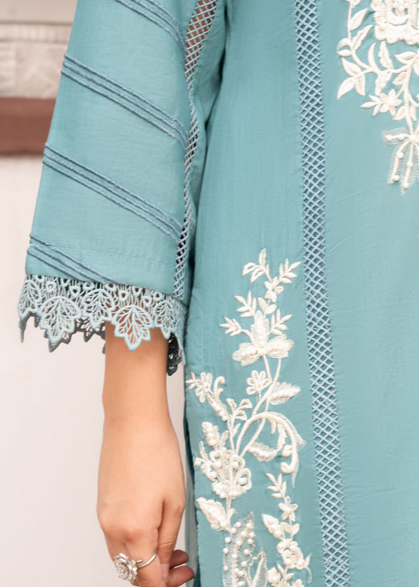 Aquamarine Embroidered  Suit