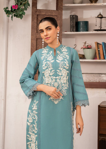 Aquamarine Embroidered  Suit