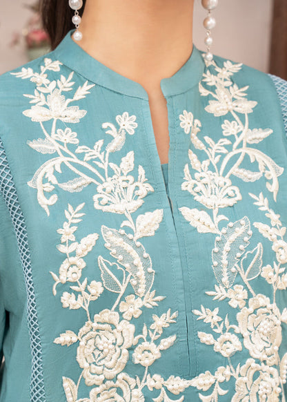 Aquamarine Embroidered  Suit