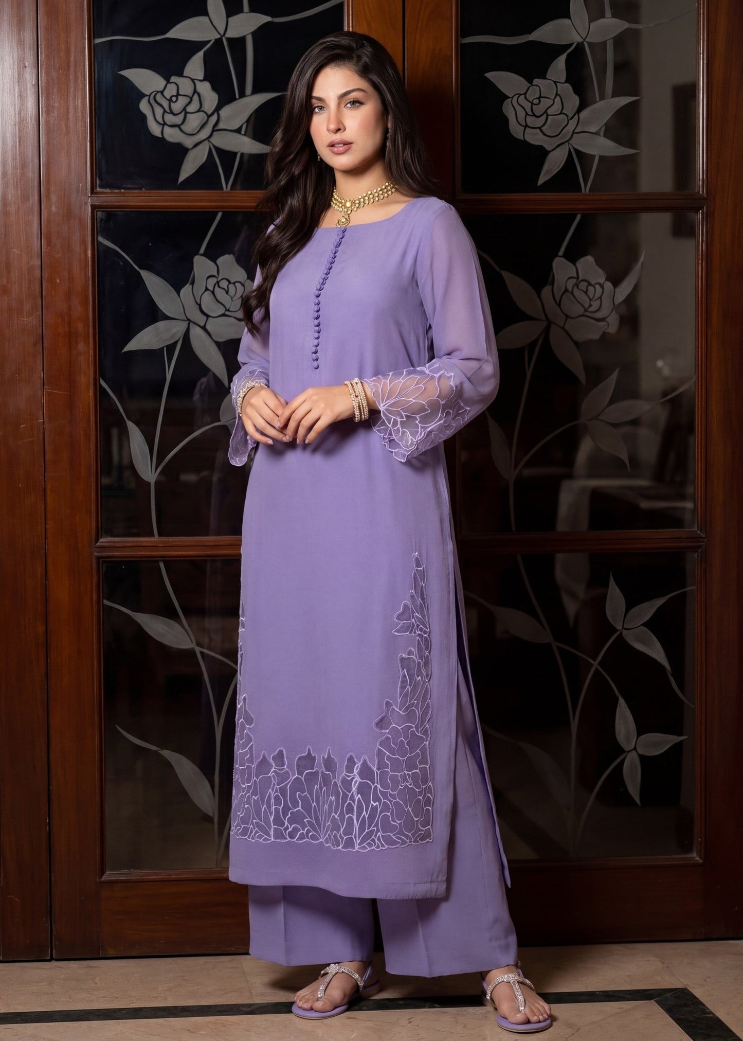 CALICO Lilac 2-Piece Lawn Suit | Embroidered Summer Outfit