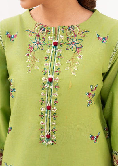 Pastel Green Embroidered Cambric Cotton 2-Piece Suit | Ready-to-Wear Women's Dress