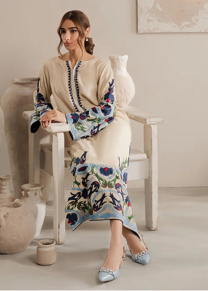 Elegant 3-Piece Beige Linen Kurta Set