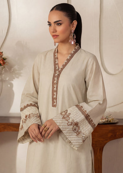 Elegant Ivory Embroidered Cotton Suit – Everyday Chic 2-Piece Set