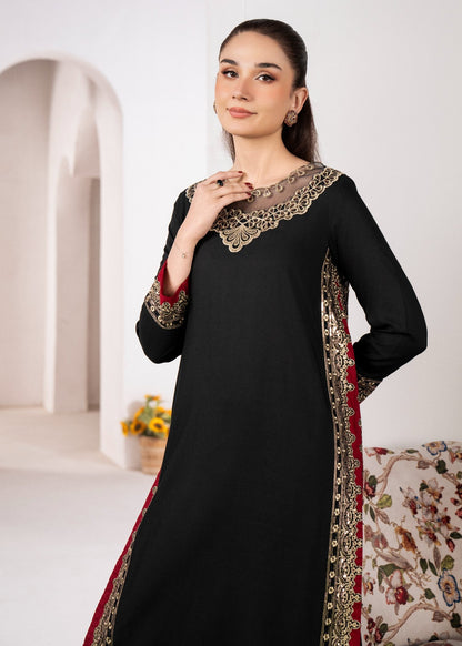 Evening Rose – Luxury Embroidered Black Festive 2-Piece Suit