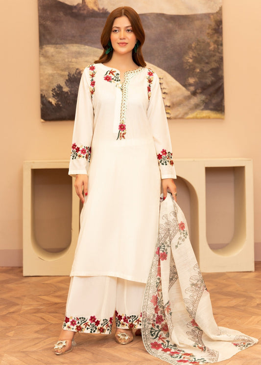 Kriti – Graceful Ivory Embroidered 3-Piece Suit