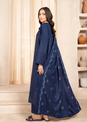 Laleey Emb Blue Embroidered Linen 3-Piece Suit | Women's Ready-to-Wear