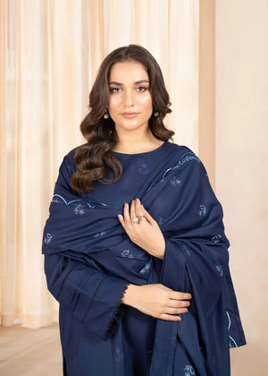 Laleey Emb Blue Embroidered Linen 3-Piece Suit | Women's Ready-to-Wear