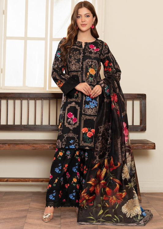 Martina Black Printed Textured Suit