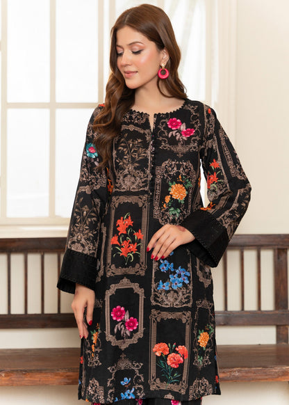 Martina Black Printed Textured Suit