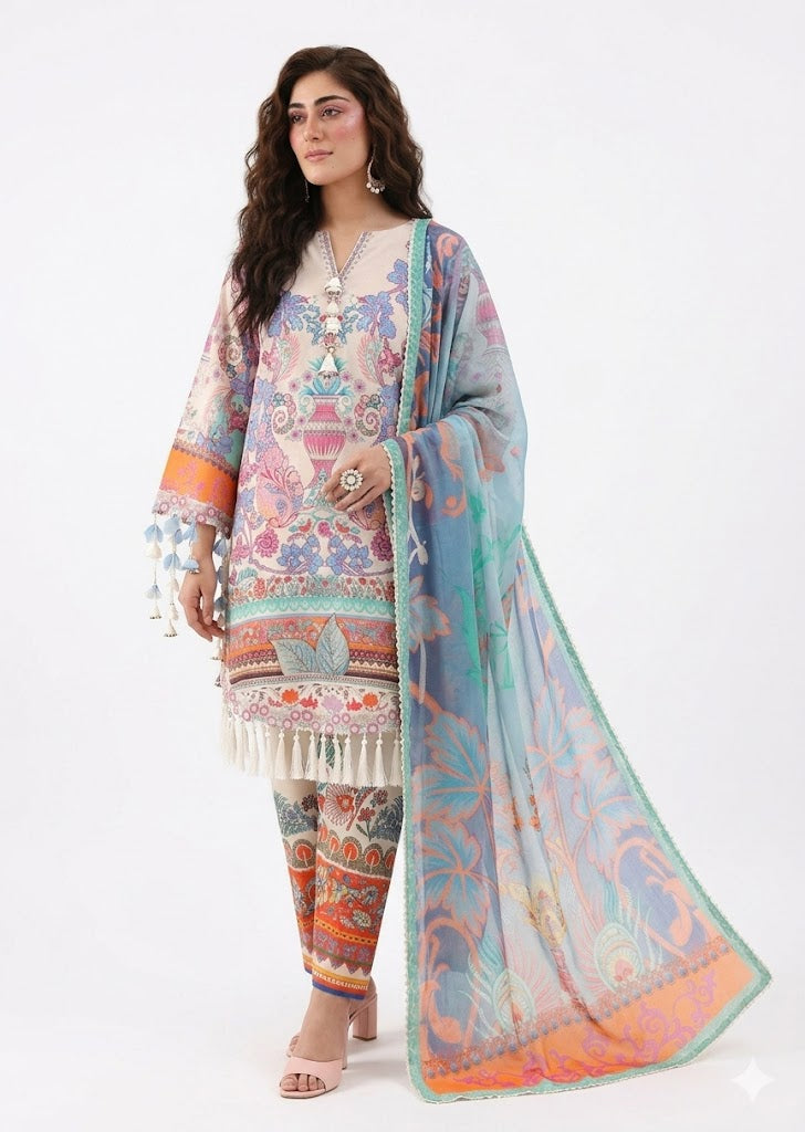 Multi-Color Printed Lawn Suit – 3 Piece Unstitched