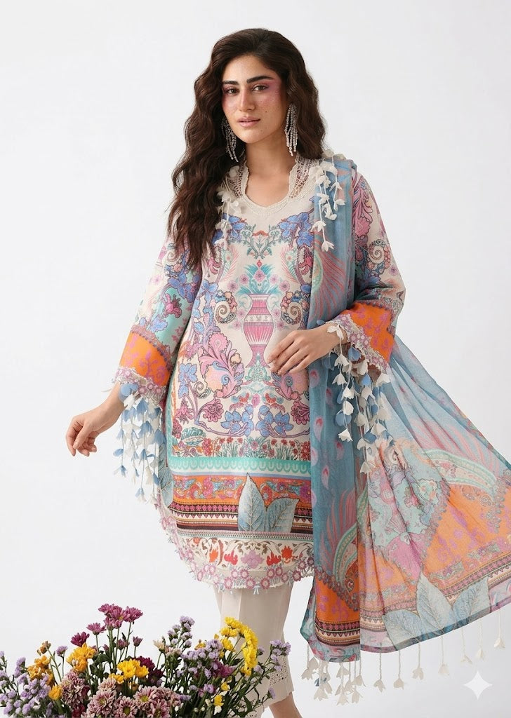 Multi-Color Printed Lawn Suit – 3 Piece Unstitched
