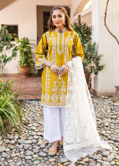 Mustard Cotton Straight Cut Kurta