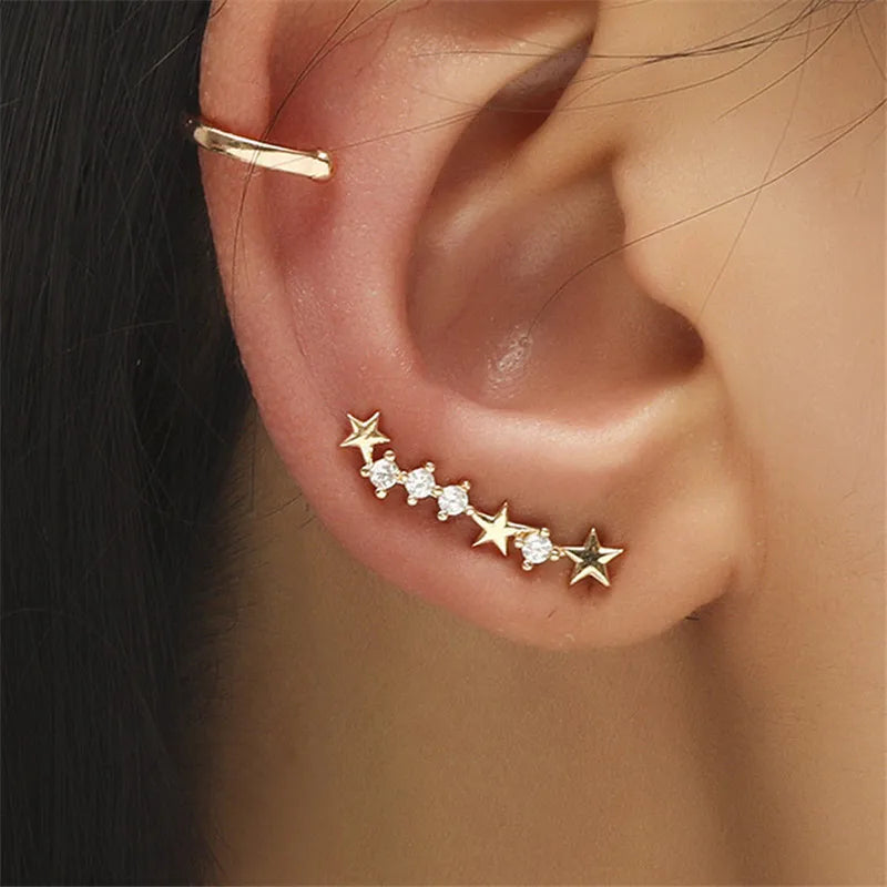 Bohemian Crystal Rhinestone Ear Cuff Clip Earrings for Women