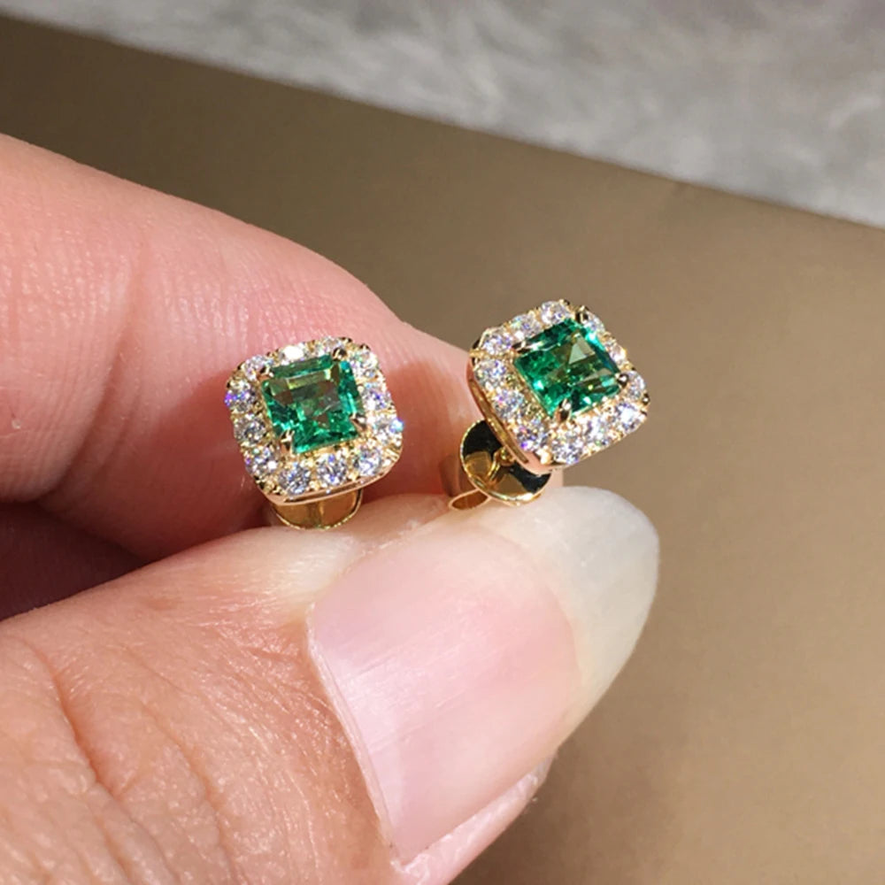 Huitan Stylish Stud Earrings Versatile Accessories for Women Graceful Lady Fashion Shiny Cubic Zirconia Jewelry for Daily Life