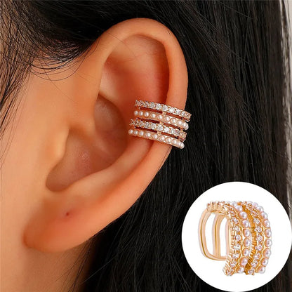 Bohemian Crystal Rhinestone Ear Cuff Clip Earrings for Women