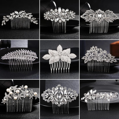 EFILY Crystal Rhinestone Bridal Hair Comb & Wedding Hairpin Tiara for Women