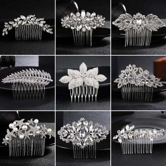 EFILY Crystal Rhinestone Bridal Hair Comb & Wedding Hairpin Tiara for Women