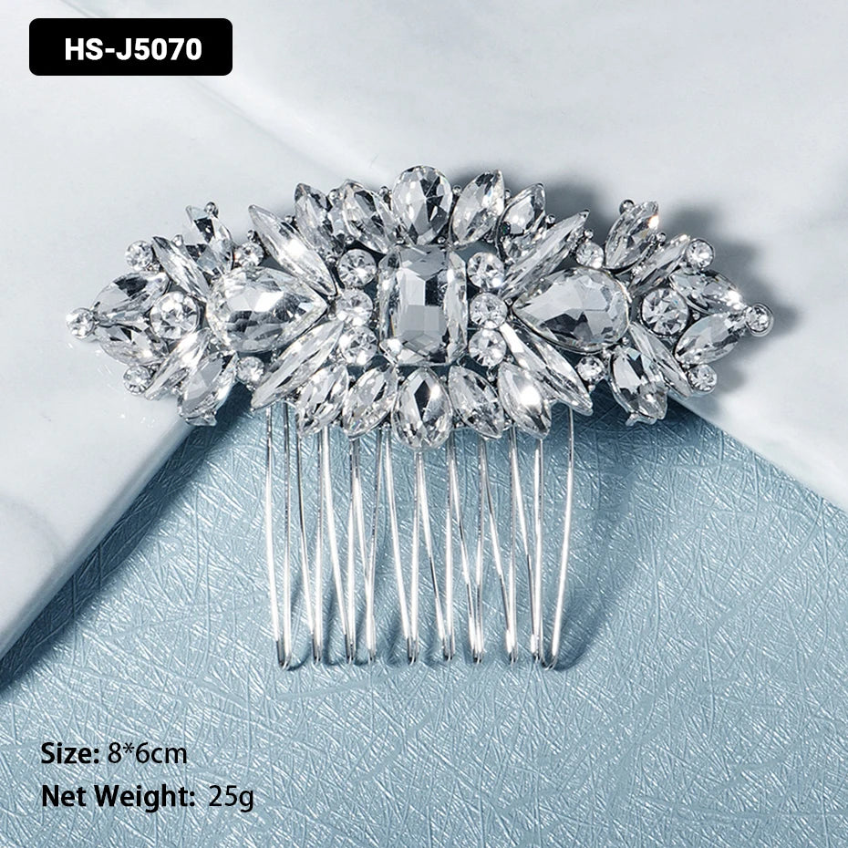 EFILY Crystal Rhinestone Bridal Hair Comb & Wedding Hairpin Tiara for Women