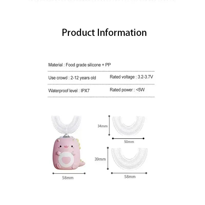 Electric Toothbrush Food Grade Silicone Oral 360 Degree Automatic USB Charging Smart Children's Toothbrush