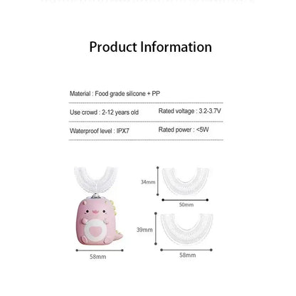 Electric Toothbrush Food Grade Silicone Oral 360 Degree Automatic USB Charging Smart Children's Toothbrush