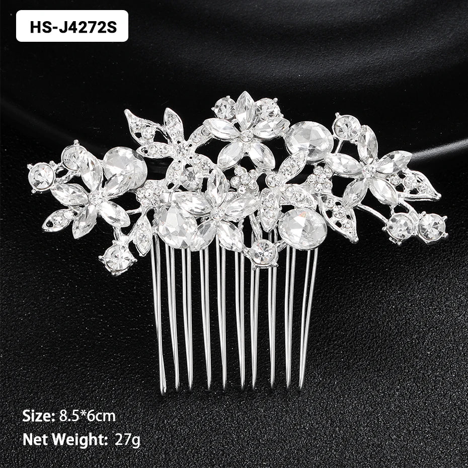 EFILY Crystal Rhinestone Bridal Hair Comb & Wedding Hairpin Tiara for Women