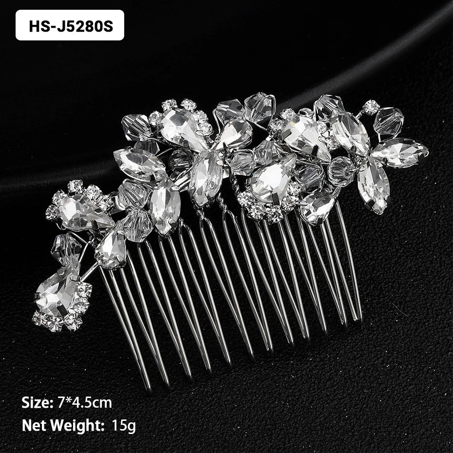 EFILY Crystal Rhinestone Bridal Hair Comb & Wedding Hairpin Tiara for Women