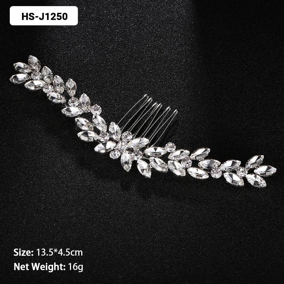 EFILY Crystal Rhinestone Bridal Hair Comb & Wedding Hairpin Tiara for Women
