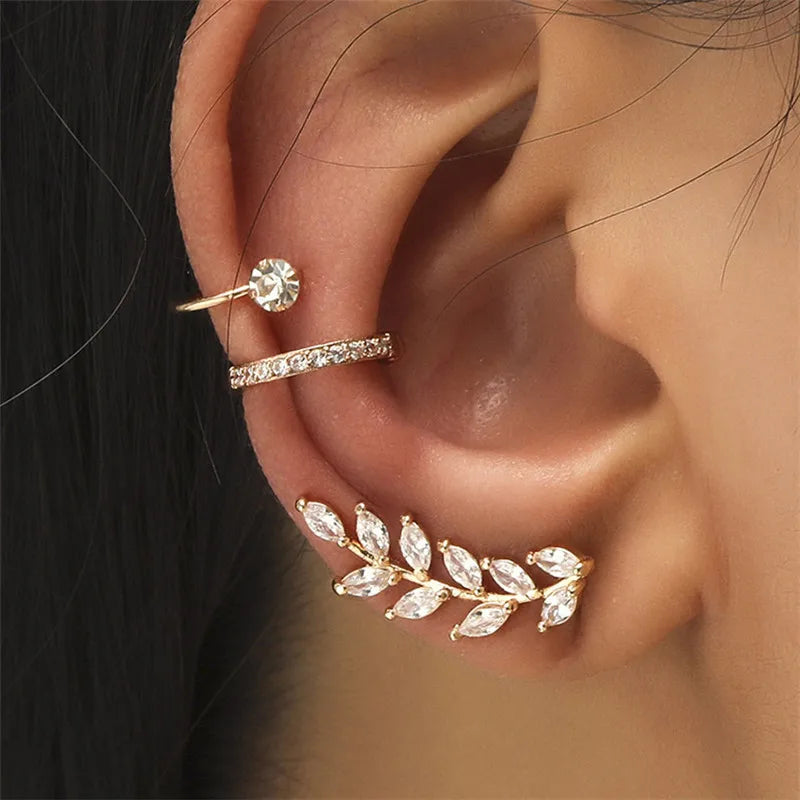 Bohemian Crystal Rhinestone Ear Cuff Clip Earrings for Women