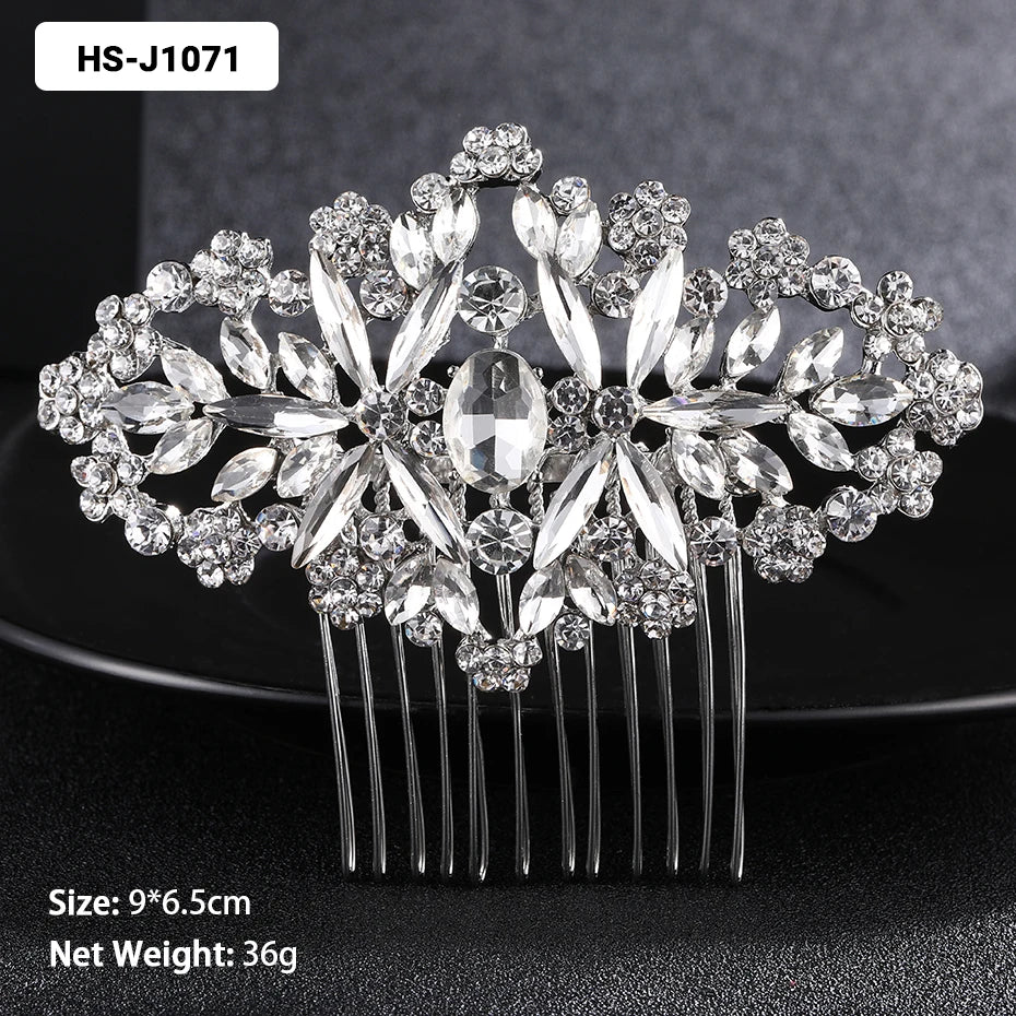 EFILY Crystal Rhinestone Bridal Hair Comb & Wedding Hairpin Tiara for Women