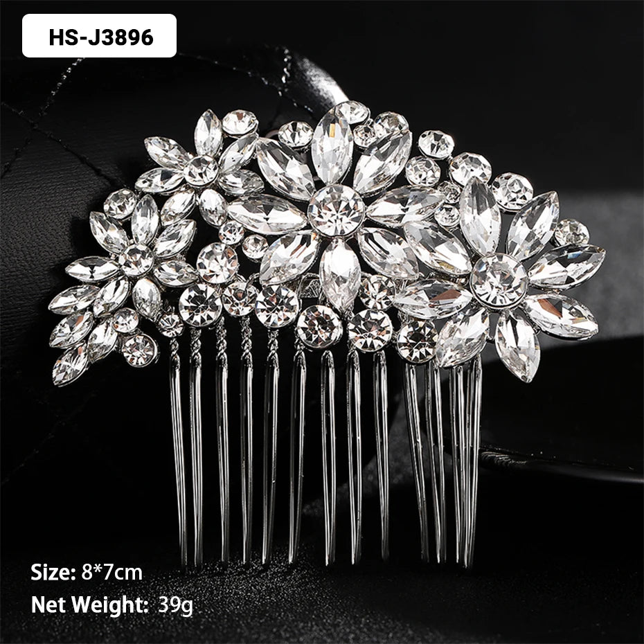 EFILY Crystal Rhinestone Bridal Hair Comb & Wedding Hairpin Tiara for Women