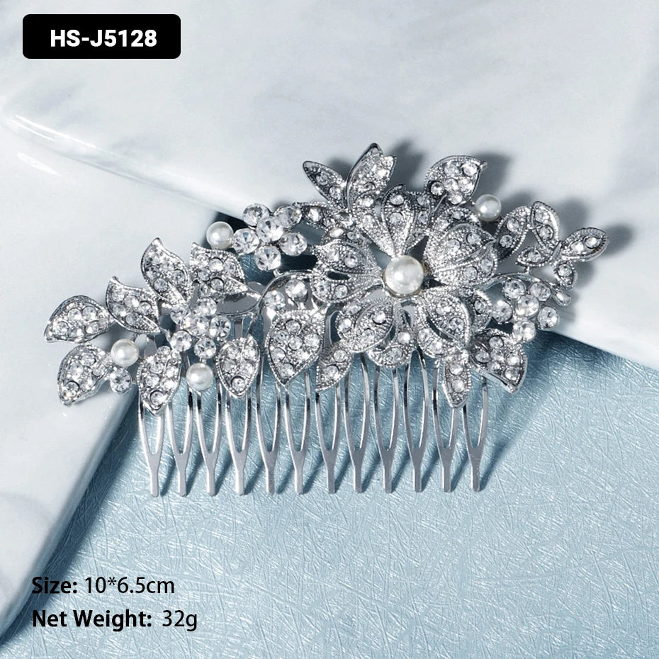 EFILY Crystal Rhinestone Bridal Hair Comb & Wedding Hairpin Tiara for Women