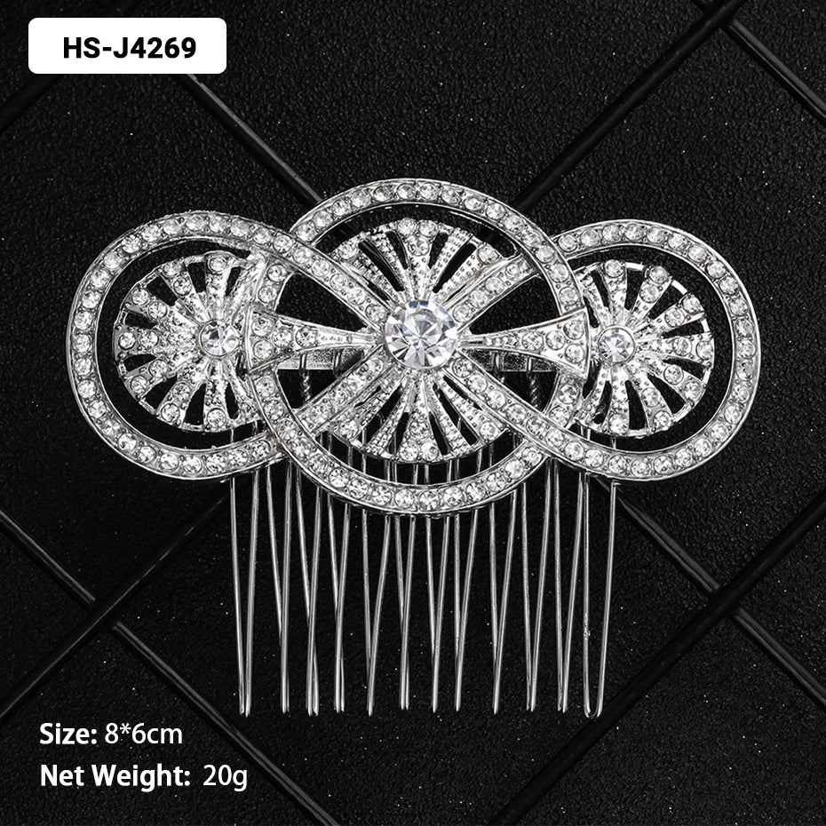 EFILY Crystal Rhinestone Bridal Hair Comb & Wedding Hairpin Tiara for Women
