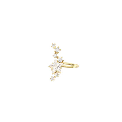 Elviragirl 1Pcs Stars Five-Pointed Star Zircon Earring Flowers Inlaid No Ear Hole Ear Clip on Earring for Girl Women Gifts