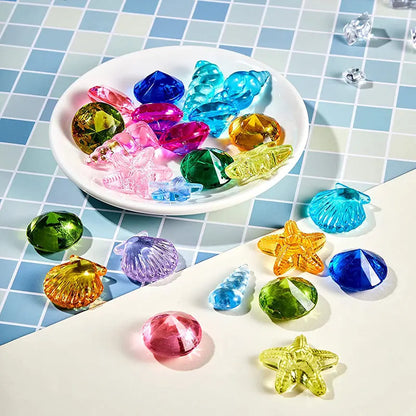 Kids Summer Pool Diving Treasure Hunt Game Ocean Treasure Acrylic Gems Underwater Water Games Pool Accessories Set Children Toys