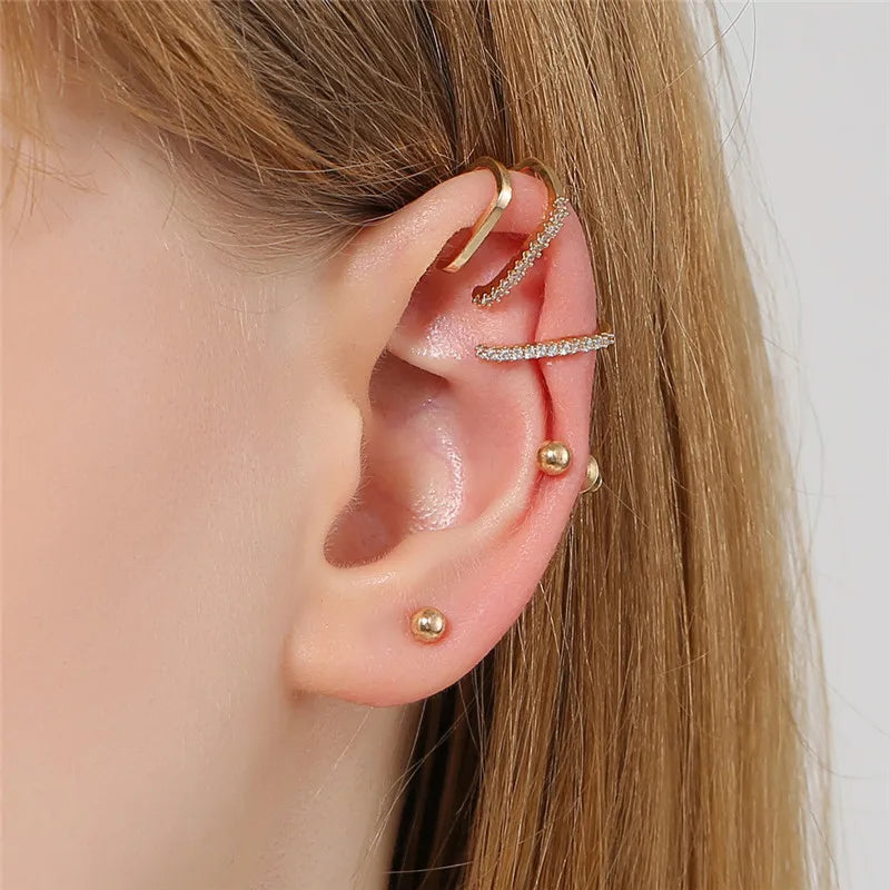 Bohemian Crystal Rhinestone Ear Cuff Clip Earrings for Women