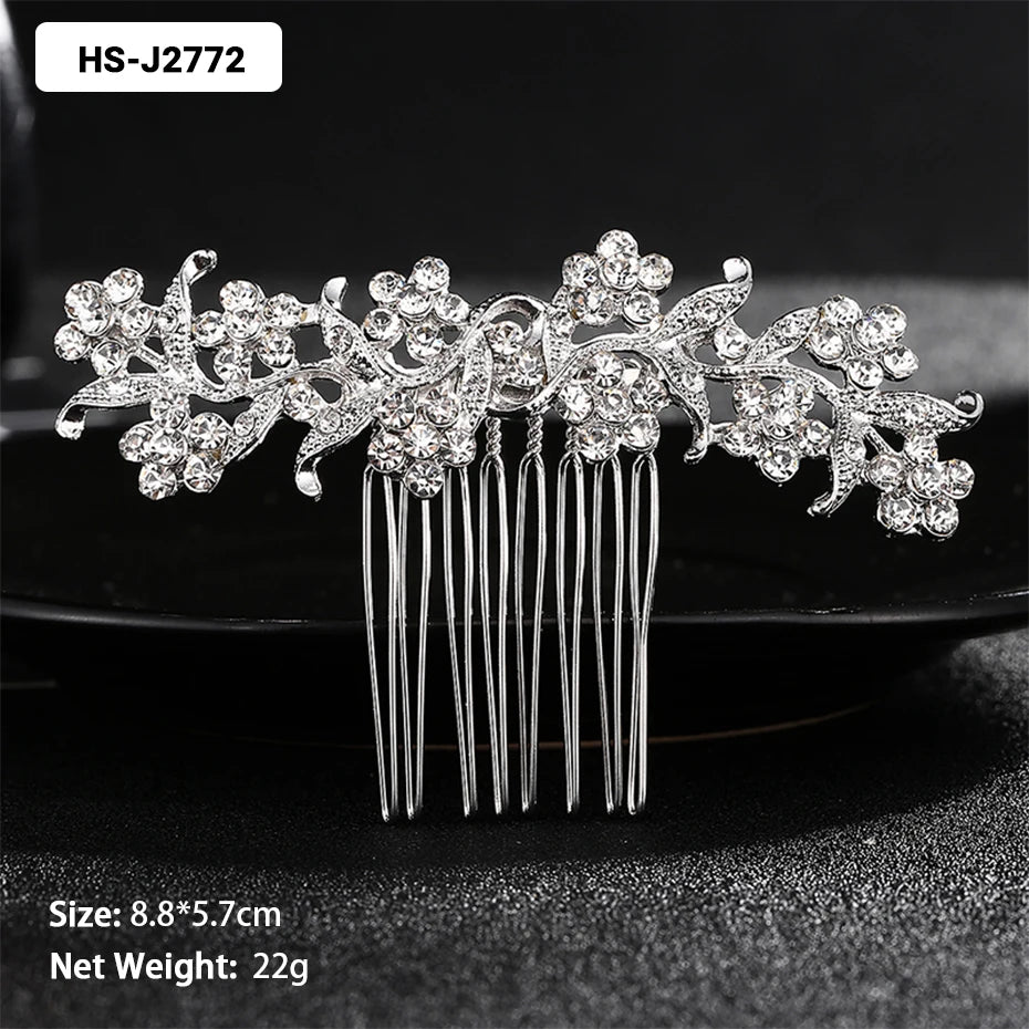 EFILY Crystal Rhinestone Bridal Hair Comb & Wedding Hairpin Tiara for Women