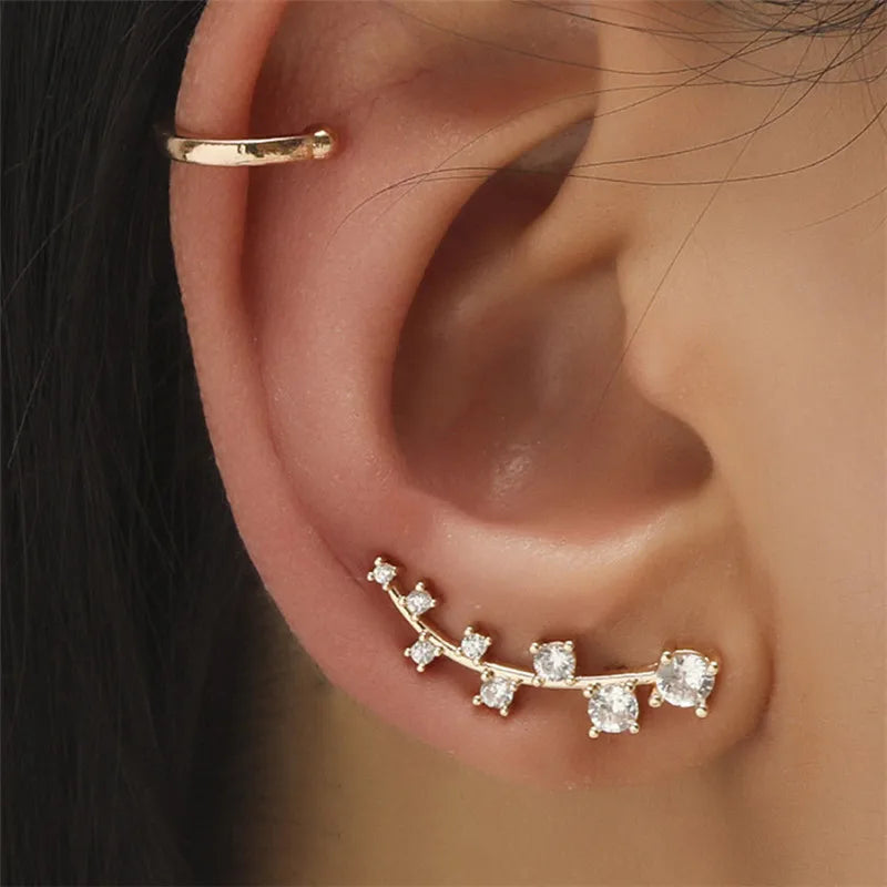 Bohemian Crystal Rhinestone Ear Cuff Clip Earrings for Women