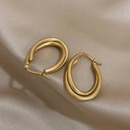 Stainless Steel U-shaped Texture Earrings  Waterproof Jewelry Accessories