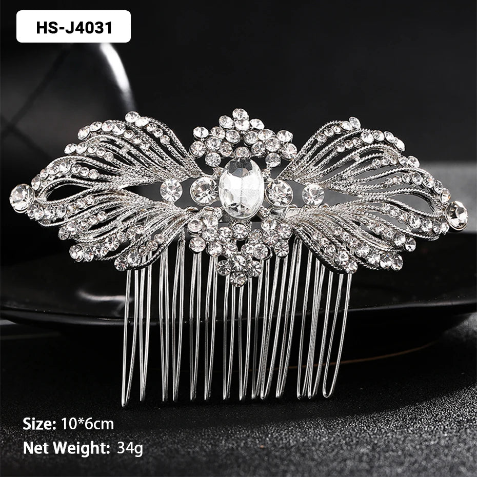 EFILY Crystal Rhinestone Bridal Hair Comb & Wedding Hairpin Tiara for Women