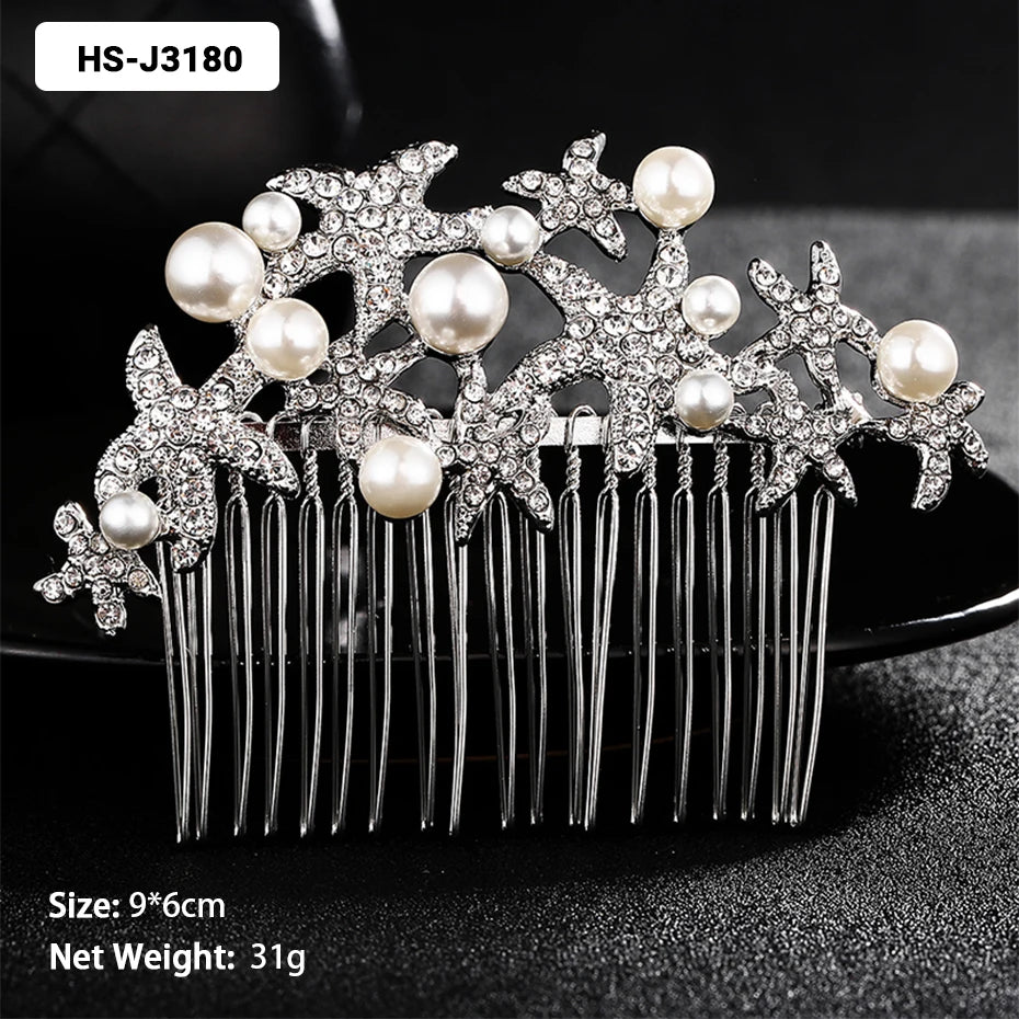 EFILY Crystal Rhinestone Bridal Hair Comb & Wedding Hairpin Tiara for Women