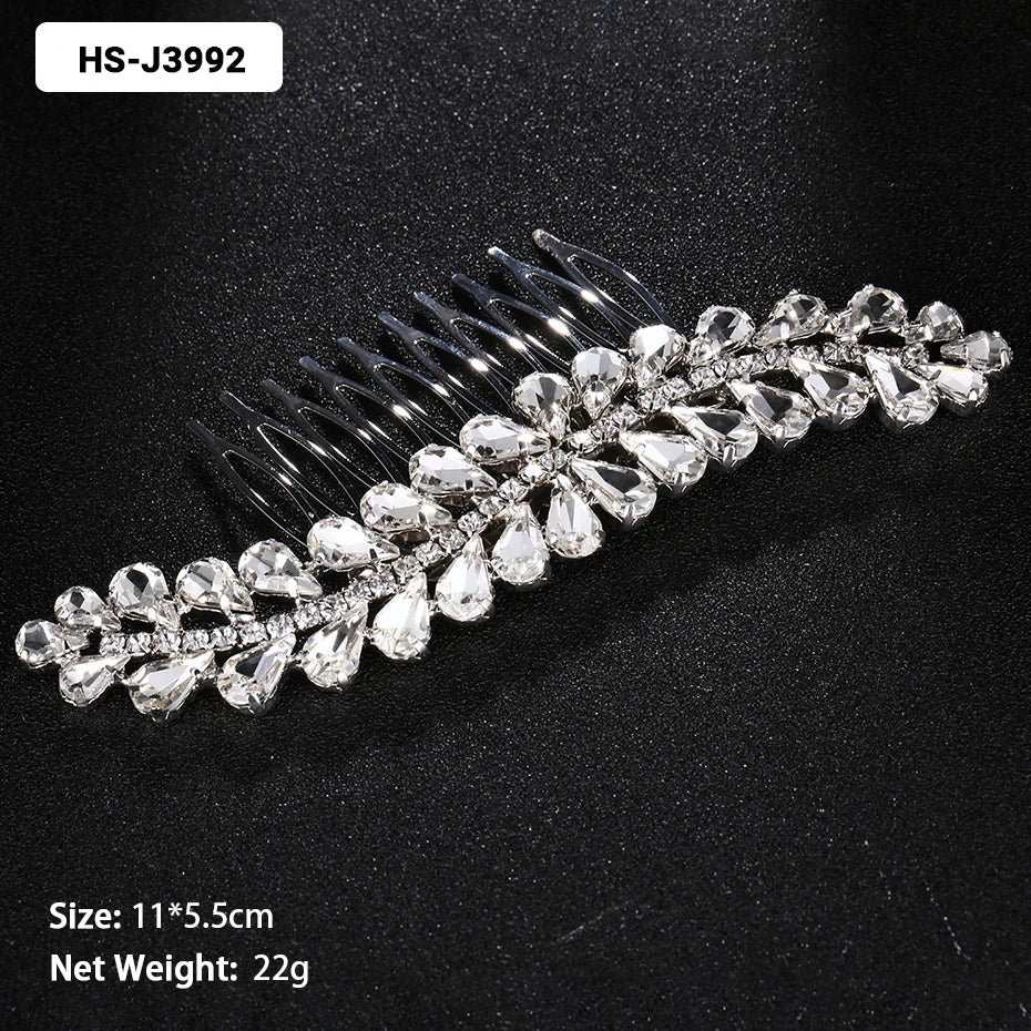 EFILY Crystal Rhinestone Bridal Hair Comb & Wedding Hairpin Tiara for Women