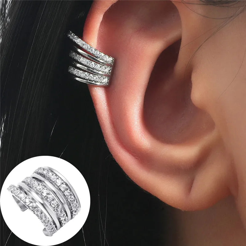 Bohemian Crystal Rhinestone Ear Cuff Clip Earrings for Women