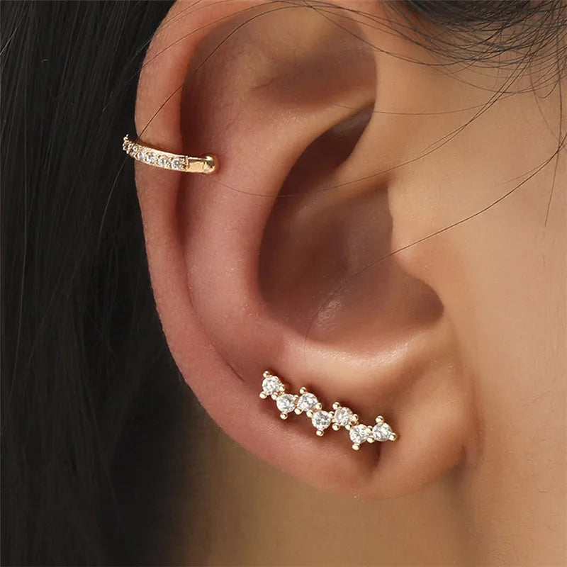 Bohemian Crystal Rhinestone Ear Cuff Clip Earrings for Women